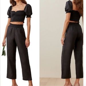 NWOT Black 2 piece Reformation linen set